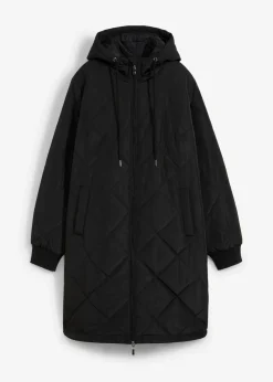 bonprix Jacken & Mäntel|Bekleidung·Hosen^Kapuzen-Kurzmantel mit Steppung schwarz