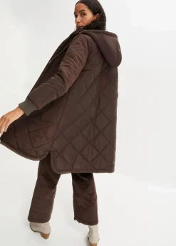 bonprix Bekleidung·Hosen|Jacken & Mäntel^Kapuzen-Kurzmantel mit Steppung dunkelbraun