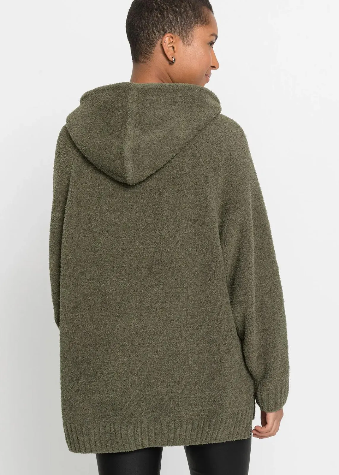 bonprix Bekleidung·Umstandsmode|Bekleidung·Jeans^Kapuzenpullover in Teddy-Fleece dunkeloliv