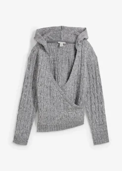 bonprix Bekleidung·Umstandsmode|Pullover & Strickjacken^Kapuzenpullover mit asymmetrischem Saum grau meliert