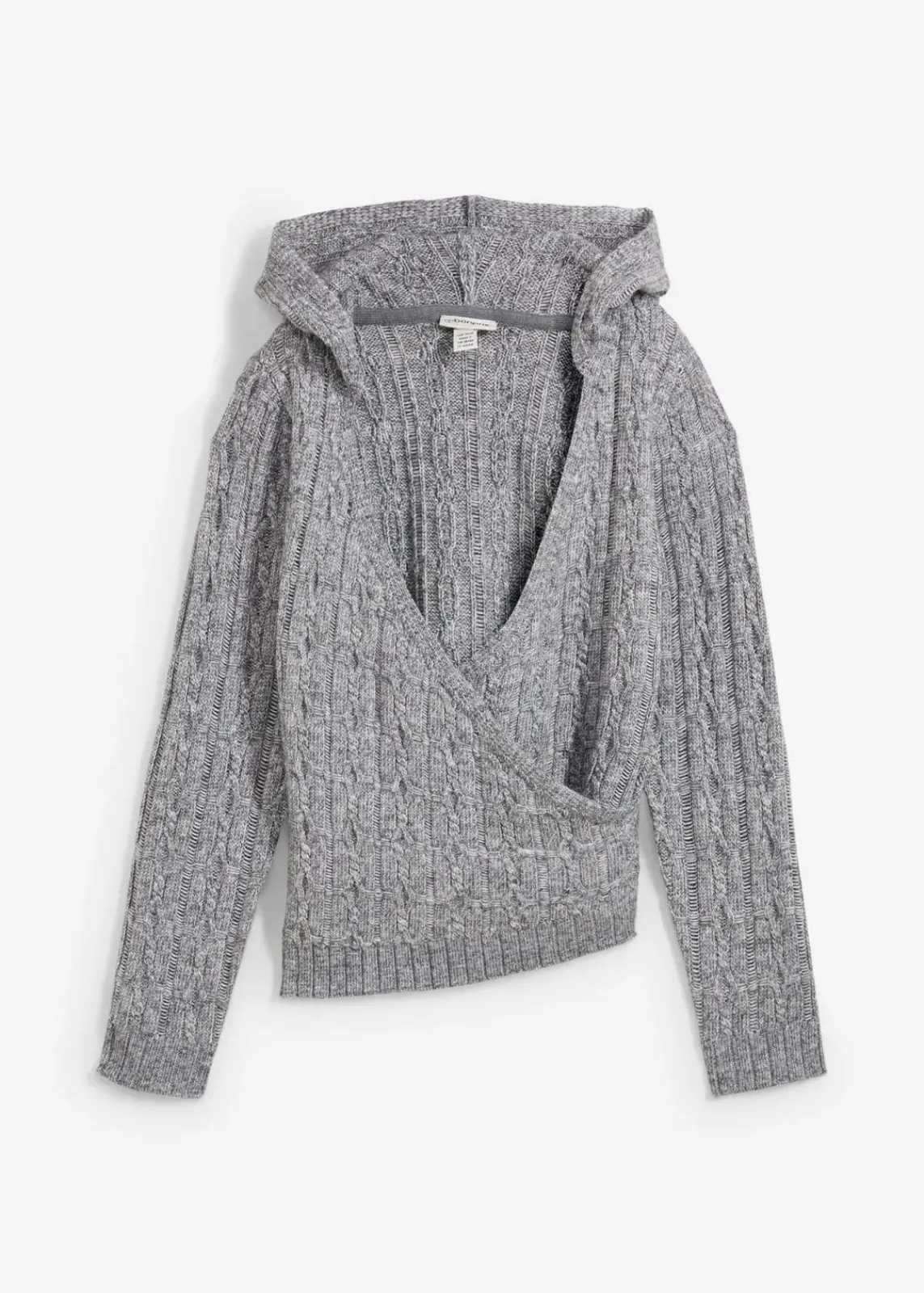 bonprix Bekleidung·Umstandsmode|Pullover & Strickjacken^Kapuzenpullover mit asymmetrischem Saum grau meliert