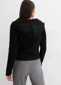 bonprix Bekleidung·Umstandsmode|Pullover & Strickjacken^Kapuzenpullover mit asymmetrischem Saum schwarz