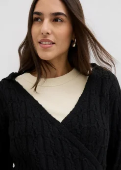bonprix Bekleidung·Umstandsmode|Pullover & Strickjacken^Kapuzenpullover mit asymmetrischem Saum schwarz