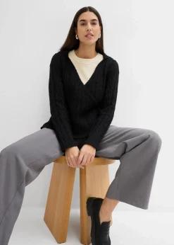 bonprix Bekleidung·Umstandsmode|Pullover & Strickjacken^Kapuzenpullover mit asymmetrischem Saum schwarz