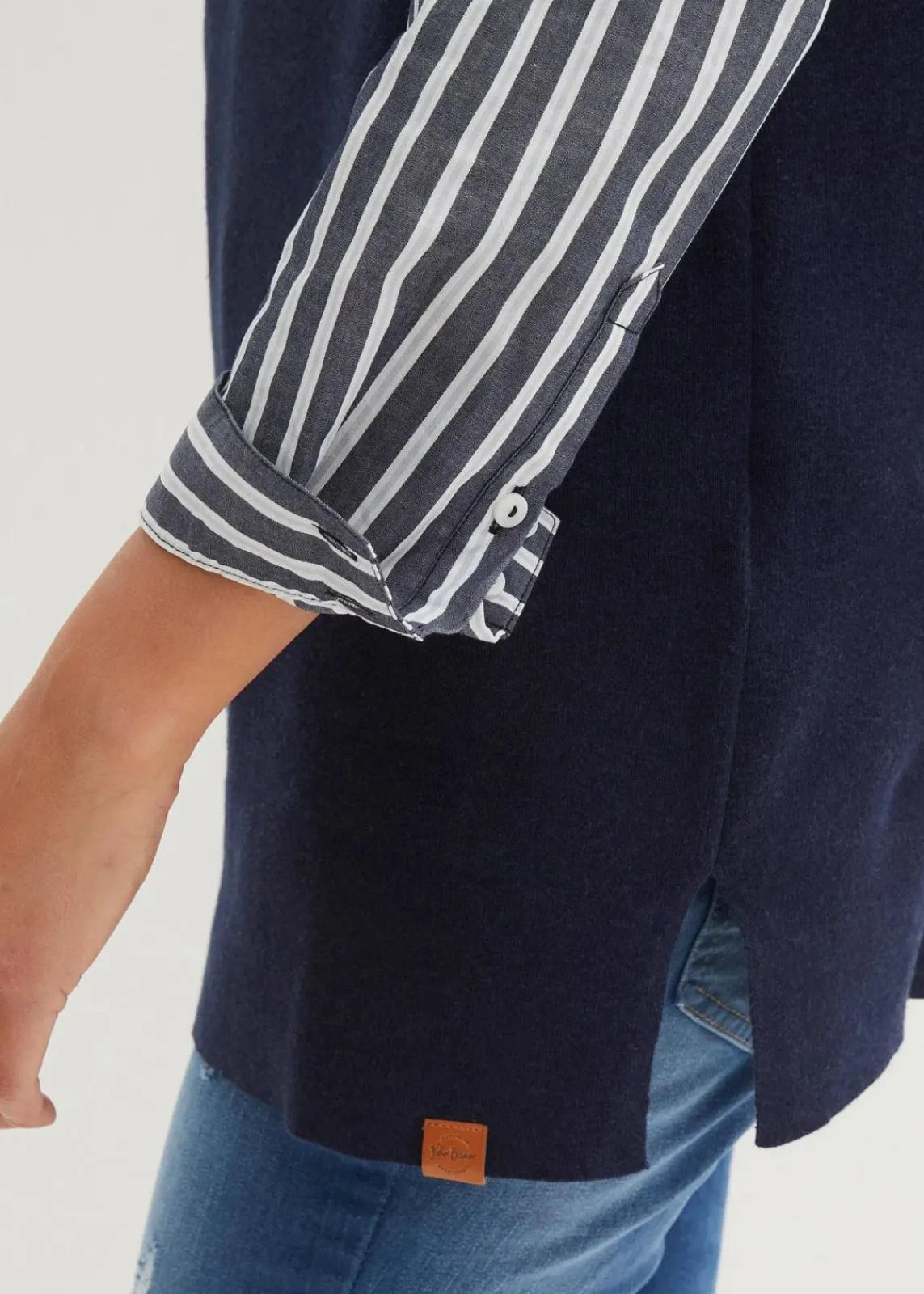 bonprix Bekleidung·Umstandsmode|Bekleidung·Jeans^Kapuzen-Pullunder, oversized dunkelblau meliert