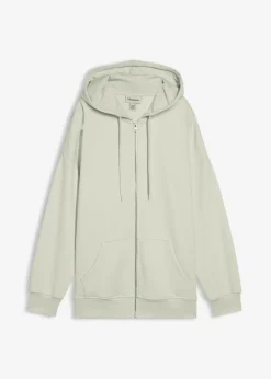 bonprix Bekleidung·Blusen & Tuniken|Nachhaltigere Materialien^Kapuzen-Sweatjacke silbergrün
