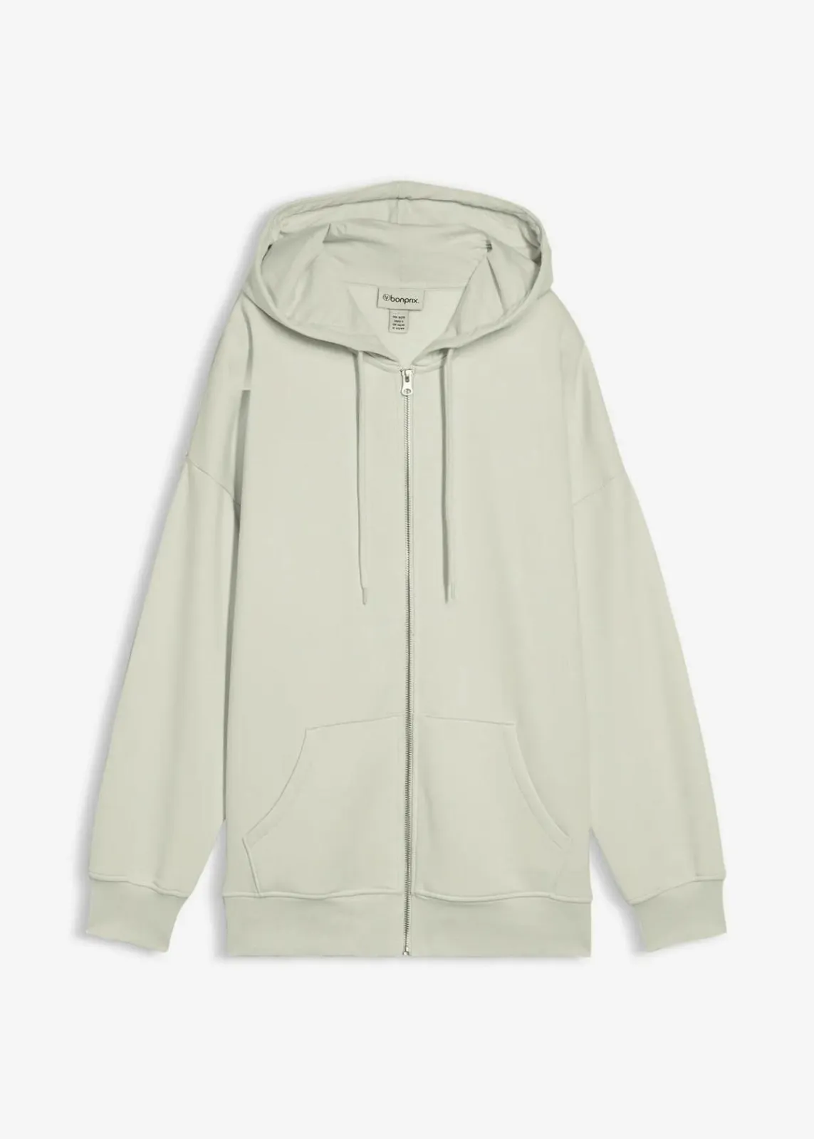 bonprix Bekleidung·Blusen & Tuniken|Nachhaltigere Materialien^Kapuzen-Sweatjacke silbergrün