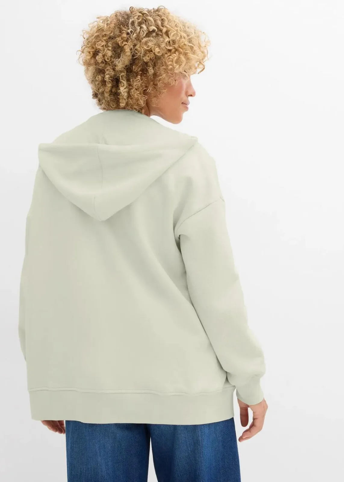 bonprix Bekleidung·Blusen & Tuniken|Nachhaltigere Materialien^Kapuzen-Sweatjacke silbergrün