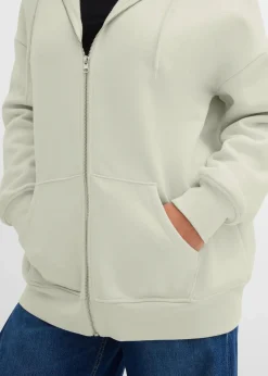 bonprix Bekleidung·Blusen & Tuniken|Nachhaltigere Materialien^Kapuzen-Sweatjacke silbergrün