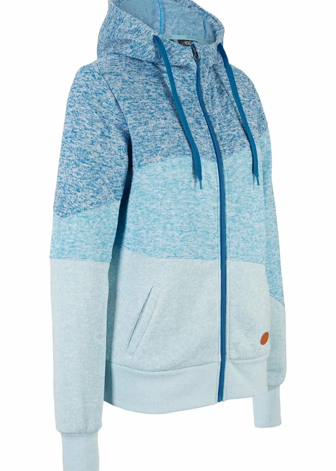 bonprix Bekleidung·Blusen & Tuniken|Nachhaltigere Materialien^Kapuzen-Sweatjacke atlantikblau meliert