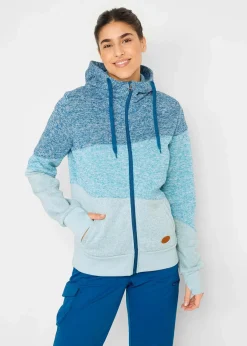 bonprix Bekleidung·Blusen & Tuniken|Nachhaltigere Materialien^Kapuzen-Sweatjacke atlantikblau meliert