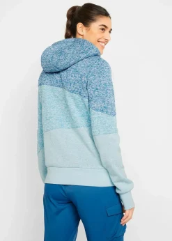 bonprix Bekleidung·Blusen & Tuniken|Nachhaltigere Materialien^Kapuzen-Sweatjacke atlantikblau meliert
