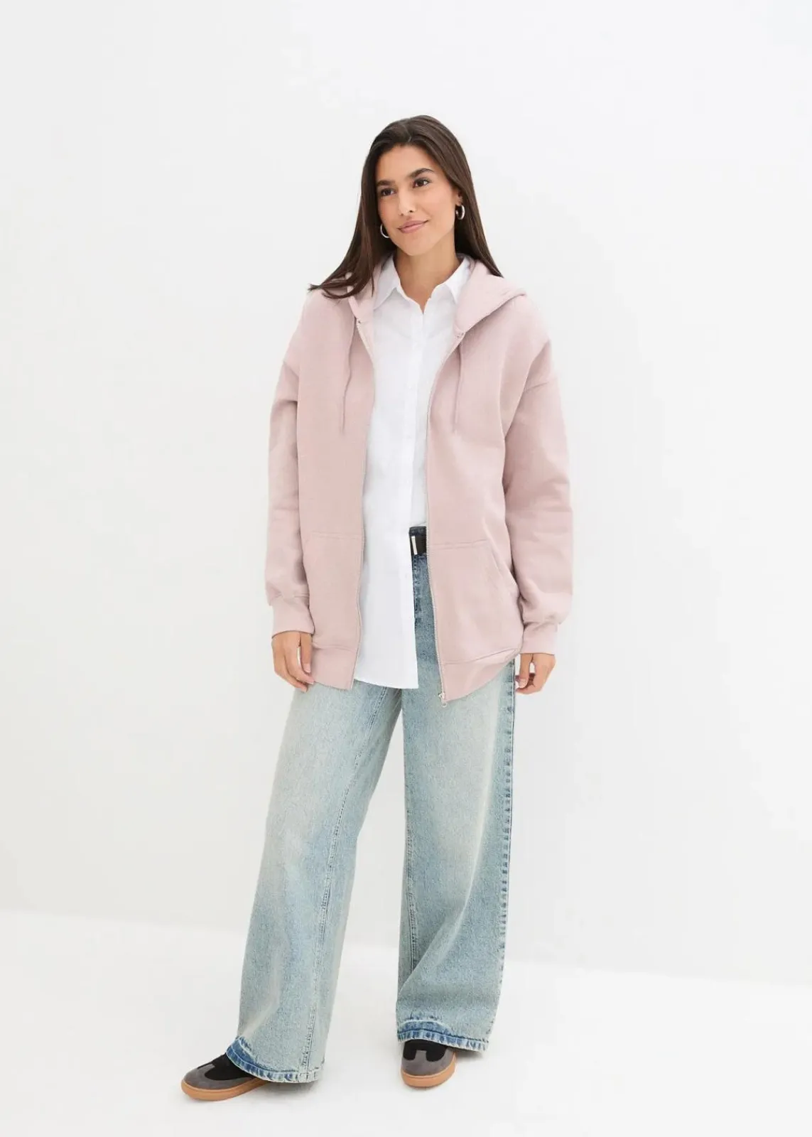 bonprix Sweat|Nachhaltigere Materialien^Kapuzen-Sweatjacke silberlila