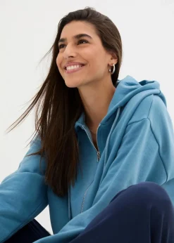 bonprix Sweat|Nachhaltigere Materialien^Kapuzen-Sweatjacke graublau