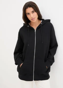 bonprix Sweat|Nachhaltigere Materialien^Kapuzen-Sweatjacke schwarz