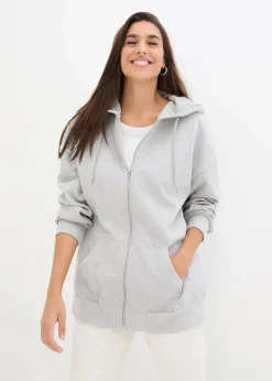 bonprix Sweat|Nachhaltigere Materialien^Kapuzen-Sweatjacke hellgrau meliert