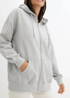 bonprix Sweat|Nachhaltigere Materialien^Kapuzen-Sweatjacke hellgrau meliert