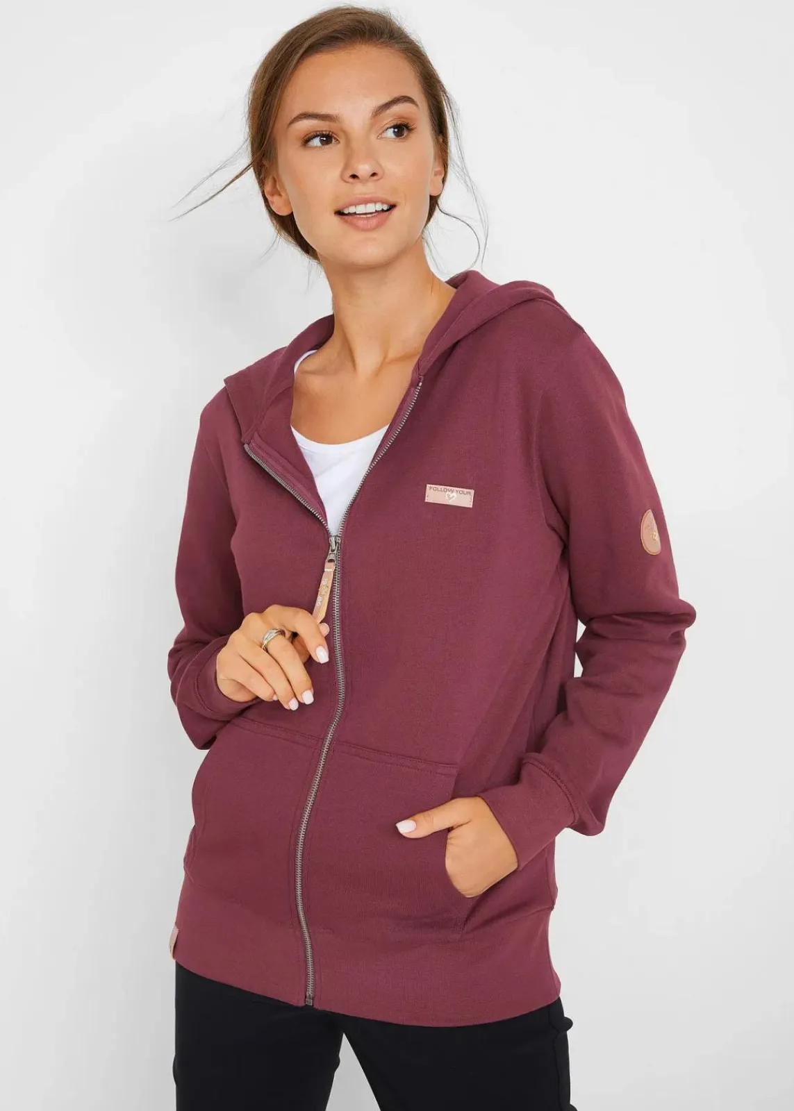 bonprix Sweat|Bekleidung·Blusen & Tuniken^Kapuzen-Sweatjacke aus reiner Baumwolle ahornrot
