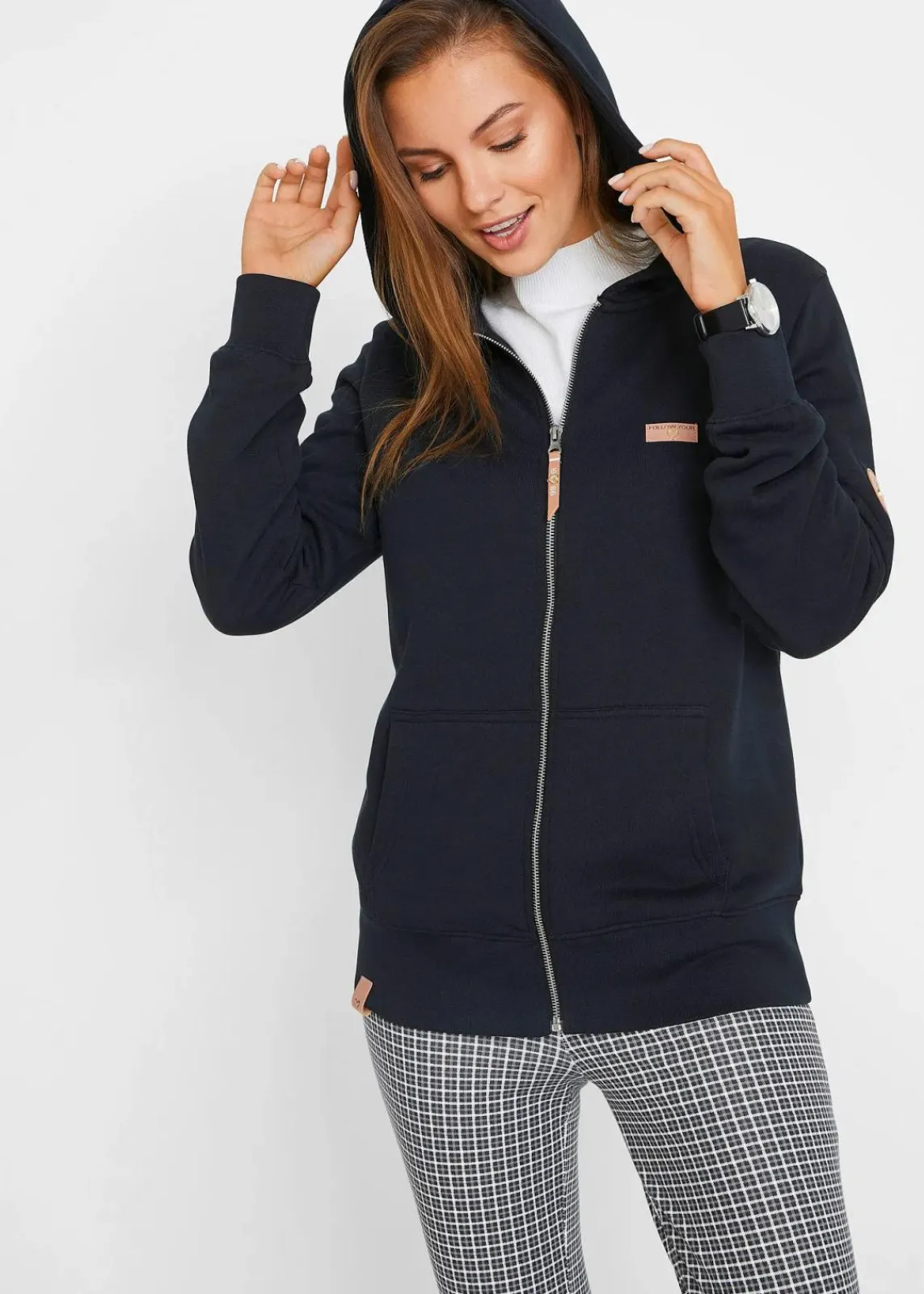 bonprix Bekleidung·Blusen & Tuniken|Sweat^Kapuzen-Sweatjacke aus reiner Baumwolle schwarz