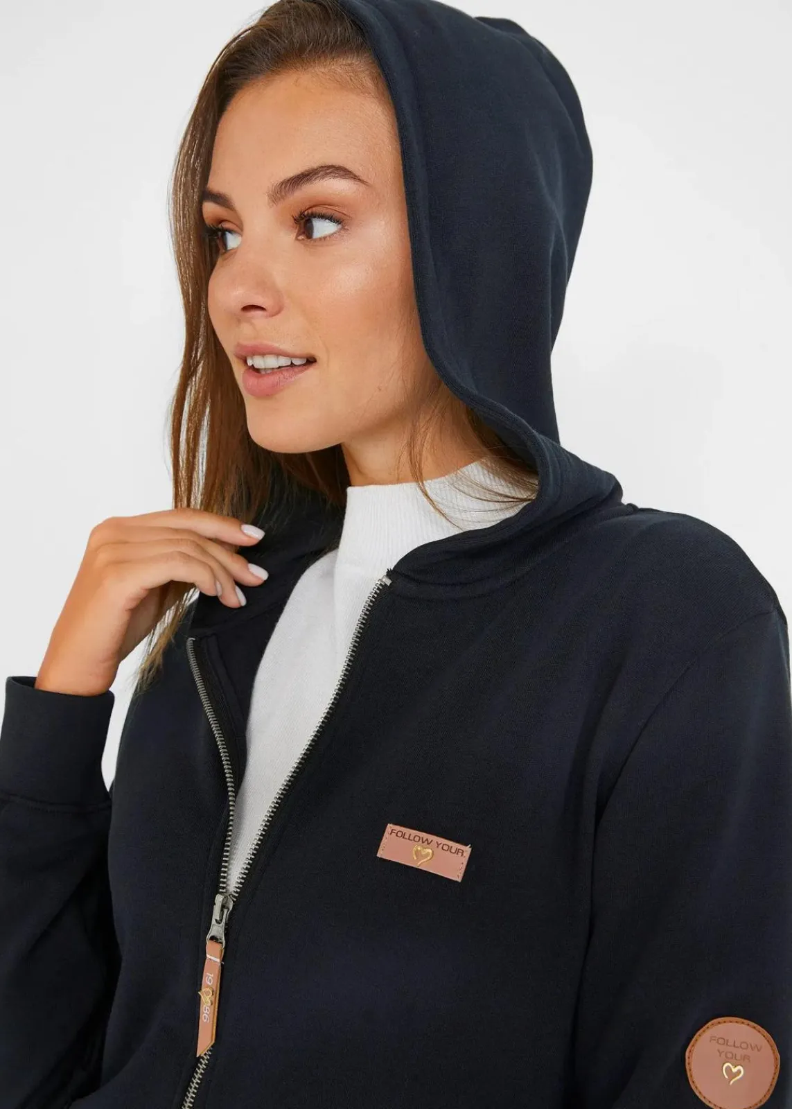 bonprix Bekleidung·Blusen & Tuniken|Sweat^Kapuzen-Sweatjacke aus reiner Baumwolle schwarz