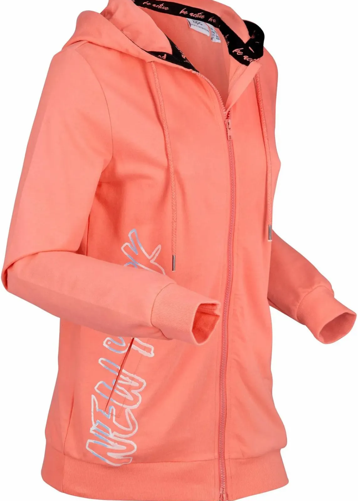 bonprix Sweat|Bekleidung·Blusen & Tuniken^Kapuzen-Sweatjacke aus reiner Baumwolle lachs bedruckt