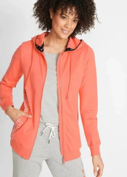 bonprix Sweat|Bekleidung·Blusen & Tuniken^Kapuzen-Sweatjacke aus reiner Baumwolle lachs bedruckt