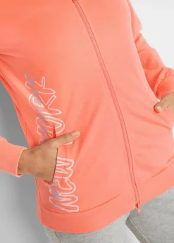 bonprix Sweat|Bekleidung·Blusen & Tuniken^Kapuzen-Sweatjacke aus reiner Baumwolle lachs bedruckt