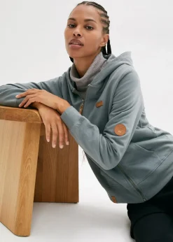 bonprix Sweat|Bekleidung·Blusen & Tuniken^Kapuzen-Sweatjacke aus reiner Baumwolle eukalyptusgrün
