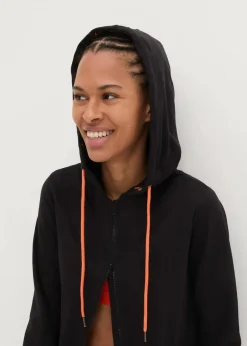 bonprix Bekleidung·Blusen & Tuniken|Sweat^Kapuzen-Sweatjacke aus reiner Baumwolle schwarz bedruckt
