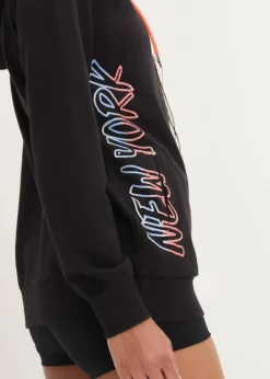 bonprix Bekleidung·Blusen & Tuniken|Sweat^Kapuzen-Sweatjacke aus reiner Baumwolle schwarz bedruckt