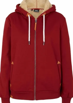 bonprix Bekleidung·Blusen & Tuniken|Sweat^Kapuzen-Sweatjacke mit Teddyfutter kastanienrot