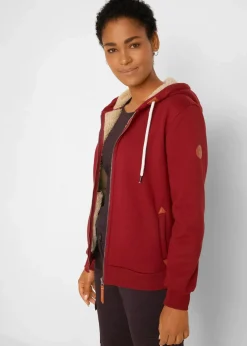 bonprix Bekleidung·Blusen & Tuniken|Sweat^Kapuzen-Sweatjacke mit Teddyfutter kastanienrot