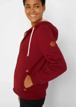 bonprix Bekleidung·Blusen & Tuniken|Sweat^Kapuzen-Sweatjacke mit Teddyfutter kastanienrot