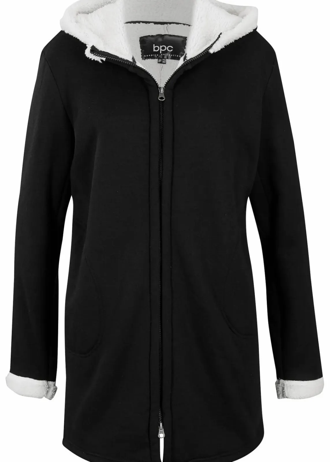 bonprix Bekleidung·Blusen & Tuniken|Sweat^Kapuzen-Sweatjacke mit Teddyfell schwarz
