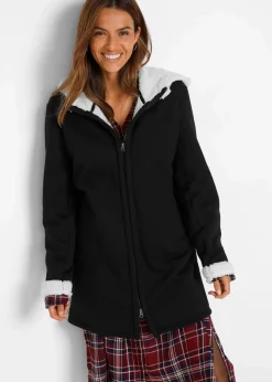 bonprix Bekleidung·Blusen & Tuniken|Sweat^Kapuzen-Sweatjacke mit Teddyfell schwarz