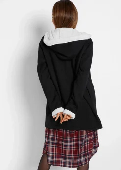 bonprix Bekleidung·Blusen & Tuniken|Sweat^Kapuzen-Sweatjacke mit Teddyfell schwarz
