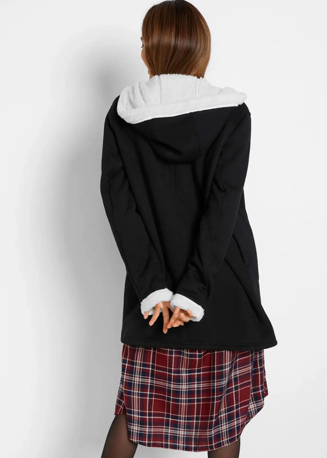 bonprix Bekleidung·Blusen & Tuniken|Sweat^Kapuzen-Sweatjacke mit Teddyfell schwarz
