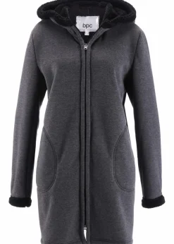bonprix Sweat|Bekleidung·Blusen & Tuniken^Kapuzen-Sweatjacke mit Teddyfell anthrazit meliert