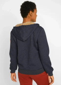 bonprix Sweat|Bekleidung·Blusen & Tuniken^Kapuzen-Sweatjacke mit Teddyfutter anthrazit meliert