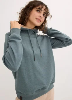 bonprix Bekleidung·Blusen & Tuniken|Nachhaltigere Materialien^Kapuzensweatshirt aus Baumwoll-Mix und Teddy-Futter eukalyptusgrün