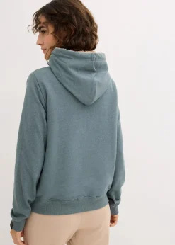 bonprix Bekleidung·Blusen & Tuniken|Nachhaltigere Materialien^Kapuzensweatshirt aus Baumwoll-Mix und Teddy-Futter eukalyptusgrün