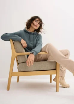 bonprix Bekleidung·Blusen & Tuniken|Nachhaltigere Materialien^Kapuzensweatshirt aus Baumwoll-Mix und Teddy-Futter eukalyptusgrün