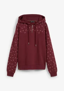 bonprix Nachhaltigere Materialien^Kapuzensweatshirt mit Reißverschluss aus reiner Baumwolle dunkelbeere