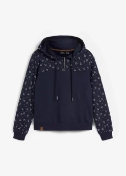 bonprix Nachhaltigere Materialien^Kapuzensweatshirt mit Reißverschluss aus reiner Baumwolle dunkelblau