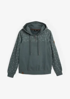 bonprix Nachhaltigere Materialien^Kapuzensweatshirt mit Reißverschluss aus reiner Baumwolle eukalyptusgrün