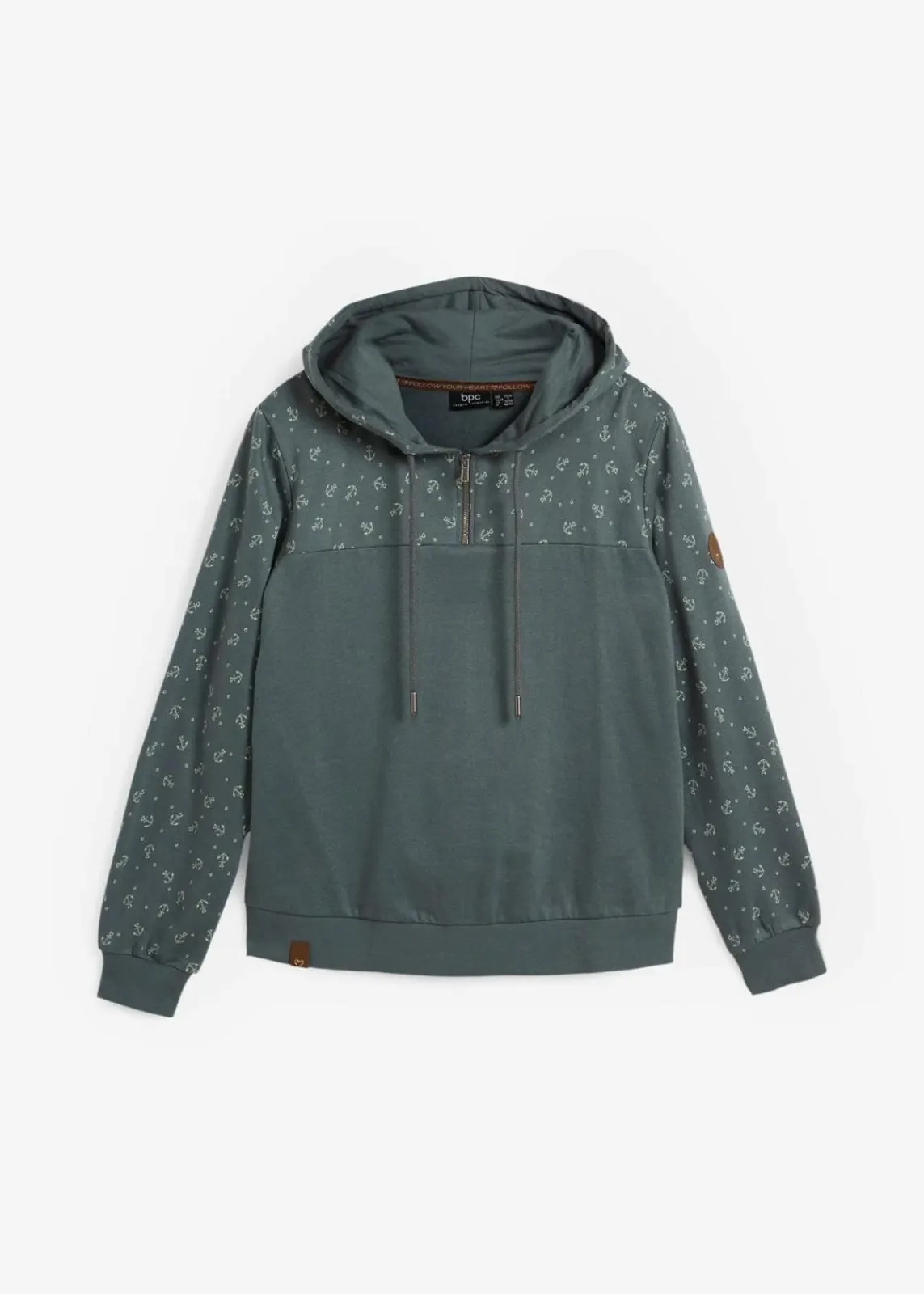 bonprix Nachhaltigere Materialien^Kapuzensweatshirt mit Reißverschluss aus reiner Baumwolle eukalyptusgrün