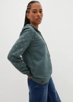 bonprix Nachhaltigere Materialien^Kapuzensweatshirt mit Reißverschluss aus reiner Baumwolle eukalyptusgrün