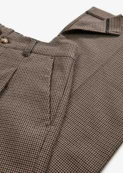bonprix Hosen^Karierte Bundfaltenhose mit abnehmbarer Kette taupe/dunkelbraun kariert