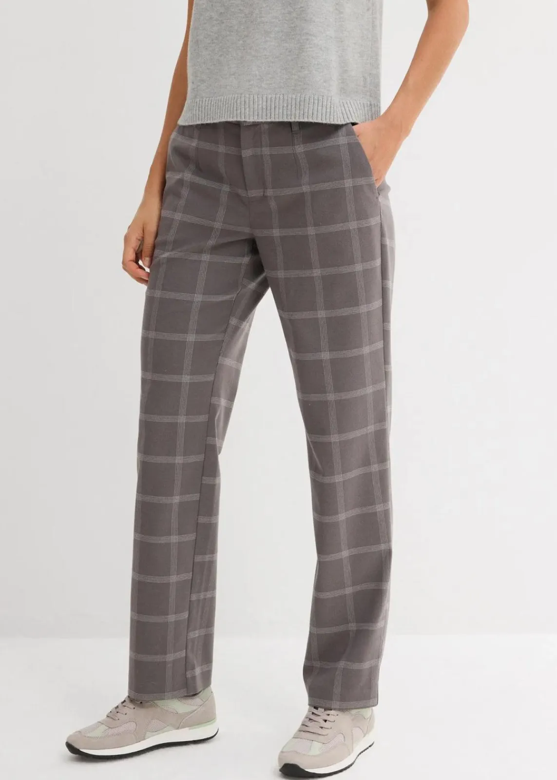 bonprix Hosen|Nachhaltigere Materialien^Karierte Chinohose rauchgrau kariert