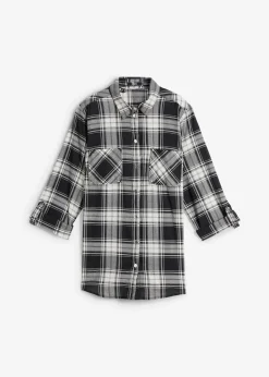 bonprix Blusen & Tuniken|Bekleidung·Jacken & Mäntel^Karierte Hemdbluse aus reiner Baumwolle schwarz/weiß kariert